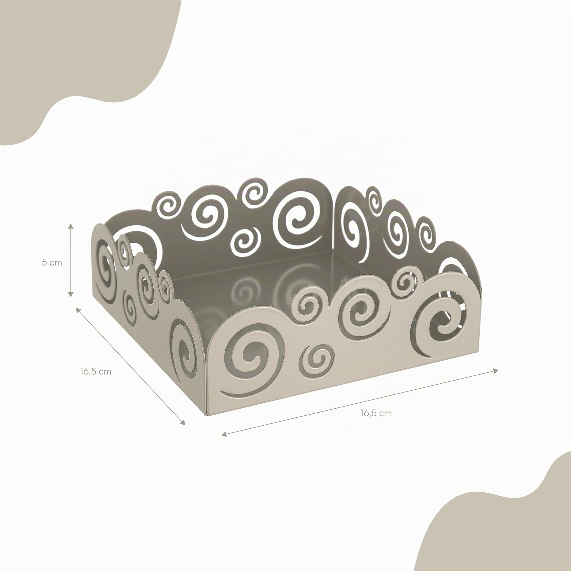 Baroni Home Portatovaglioli Metallo Ricciolo Tortora 16,5 cm
