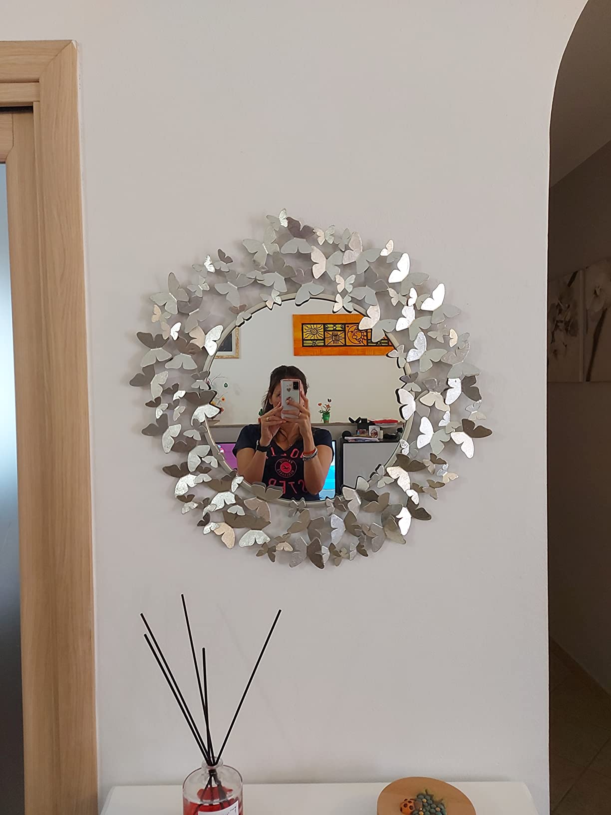 Baroni Home Specchio da Parete Raggi Oro 60x60 cm