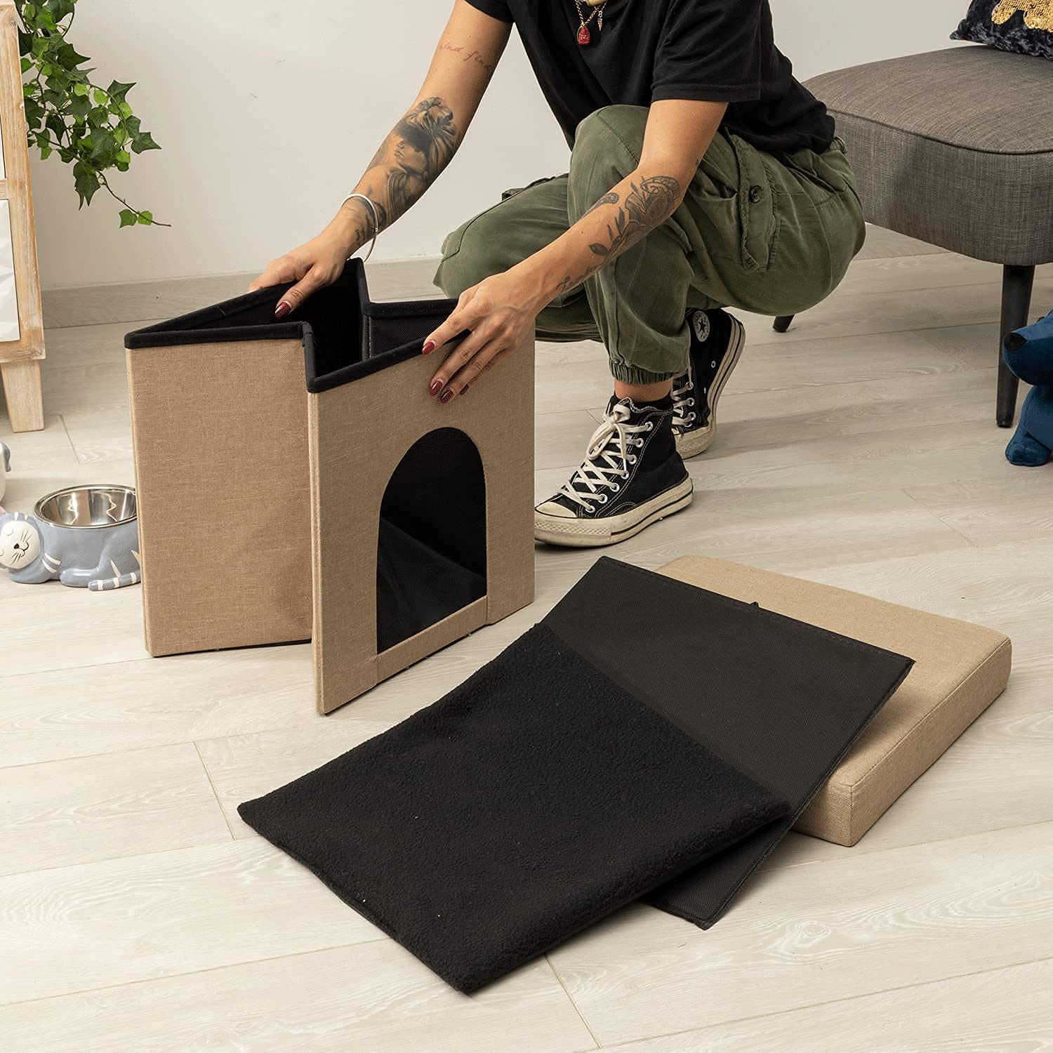 Baroni Home cuccia cane gatto tortora 38x38 cm pieghevole