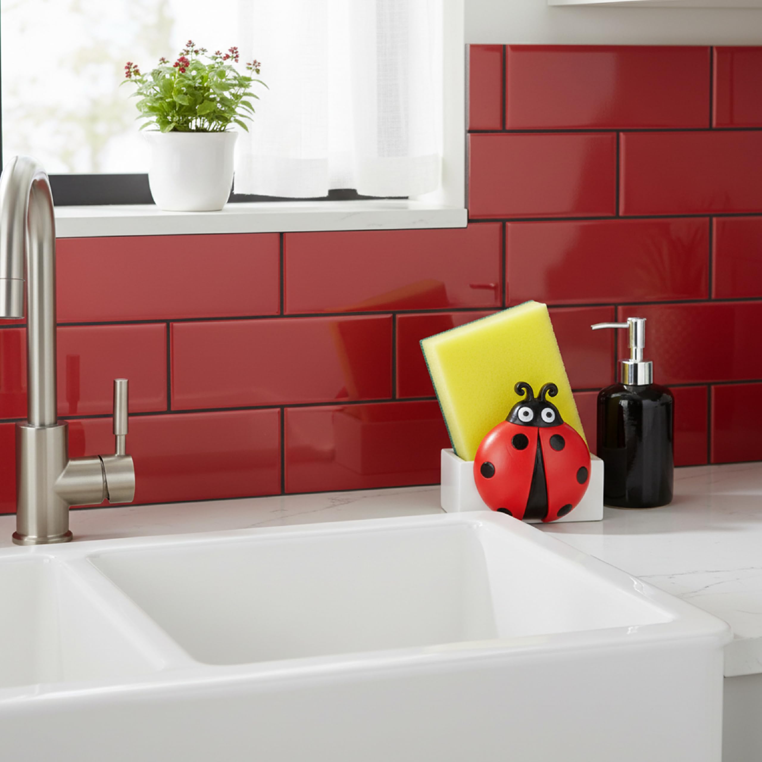 Baroni Home Portaspugna Cucina Coccinella con Spugna