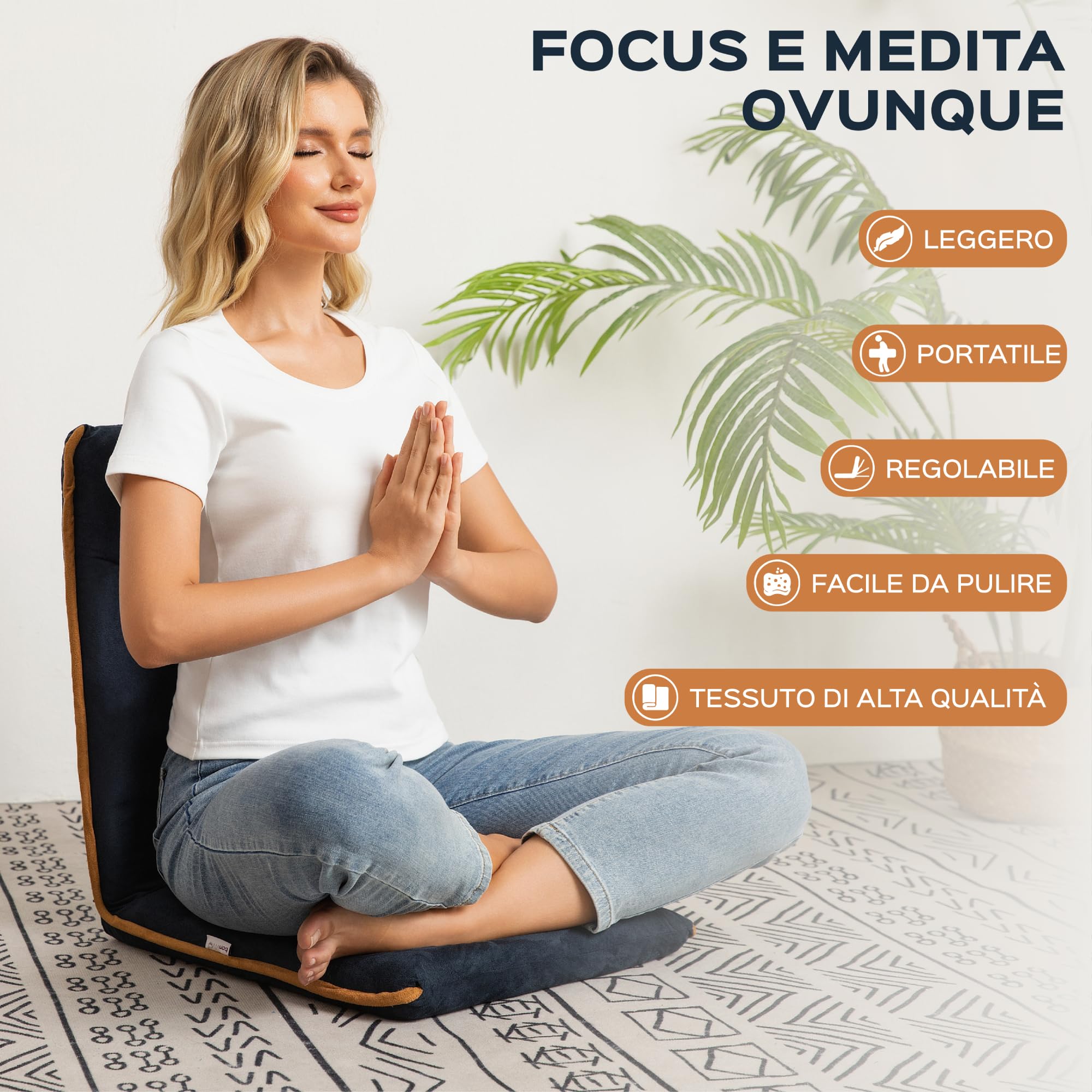 bonVIVO poltrona da terra regolabile imbottita blu lettura