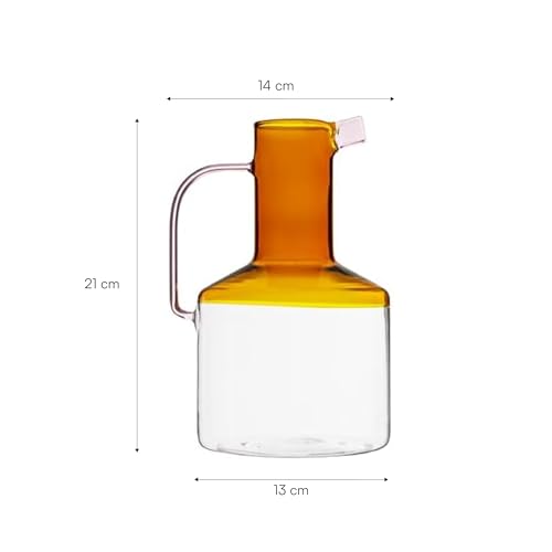 Baroni Home caraffa vetro borosilicato 1,5L bicolore panciuta