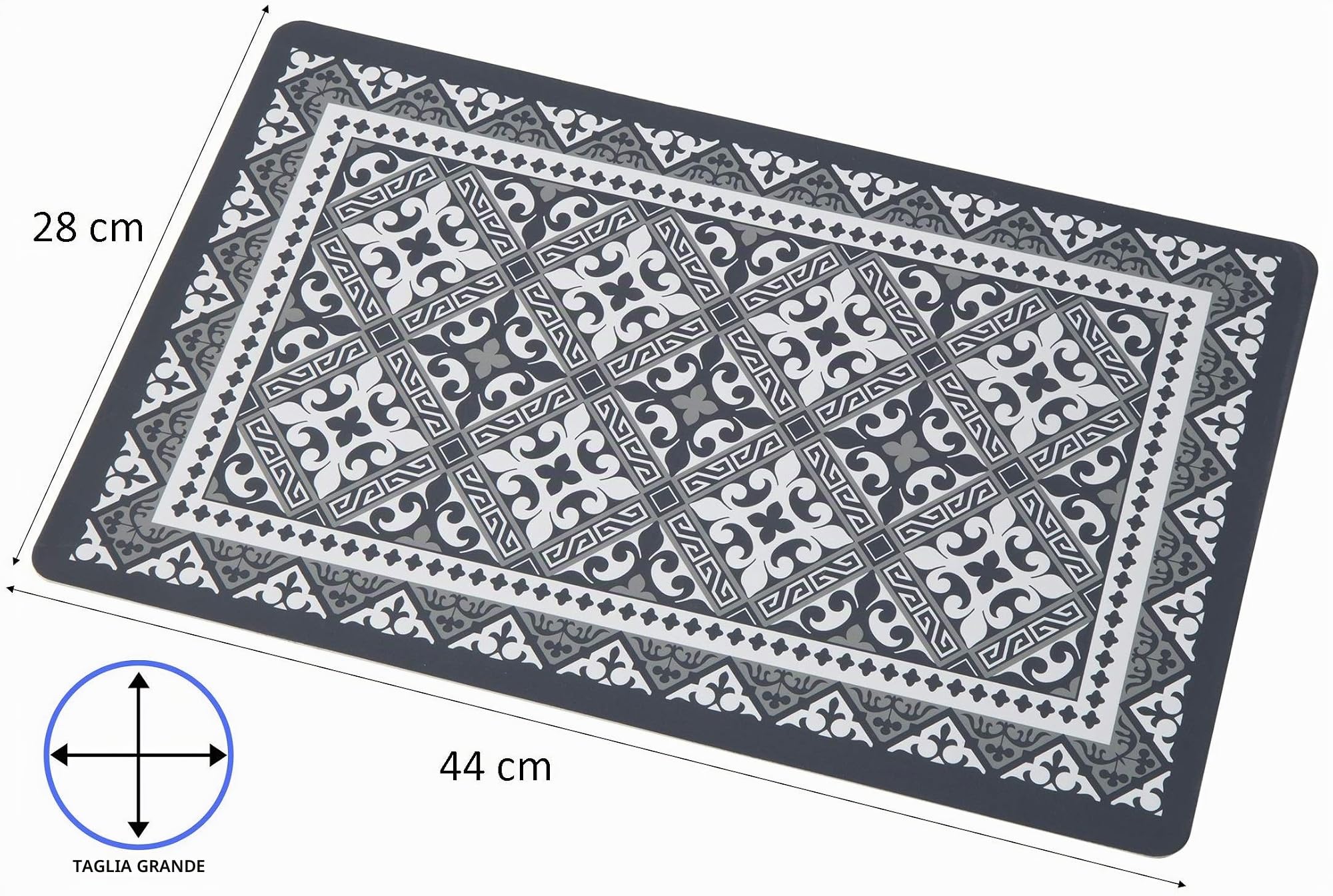 Baroni Home Arabesque Tovaglietta Americana Grigio Set 6 Pezzi