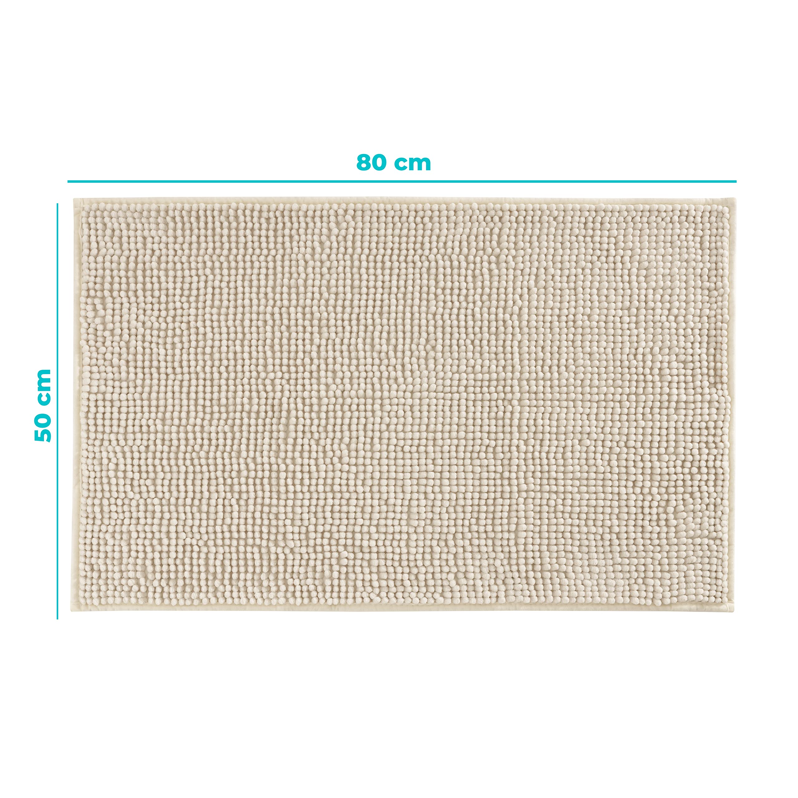Baroni Home Tappeto Bagno Ciniglia Panna 50x80 cm Antiscivolo