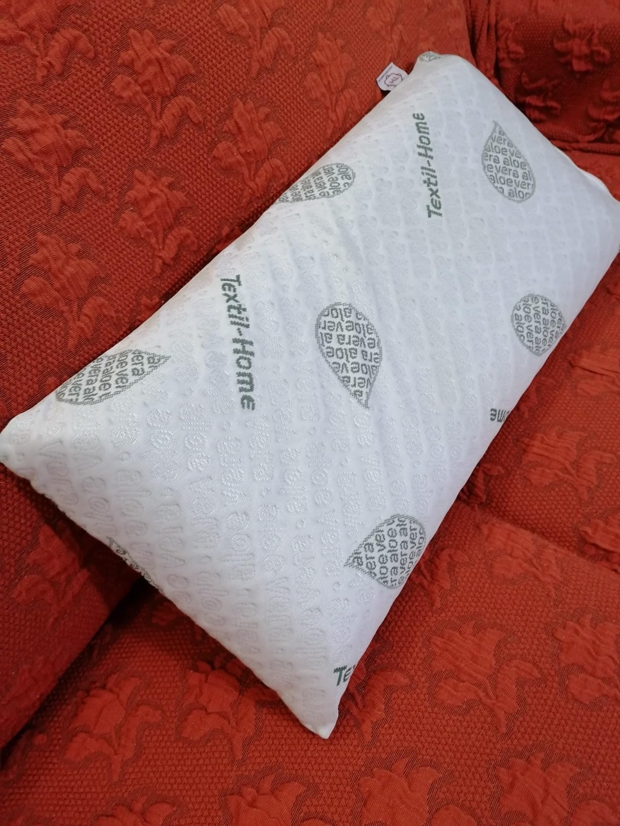 Textilhome Cuscino Memory Foam Cervicale 70 cm Aloe Vera Sfoderabile