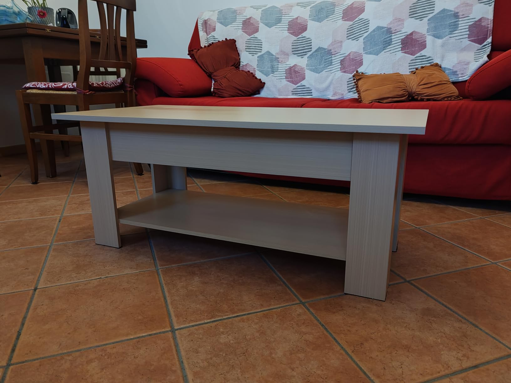 Baroni Home Tavolino da caffè piano sollevabile nero 100 cm