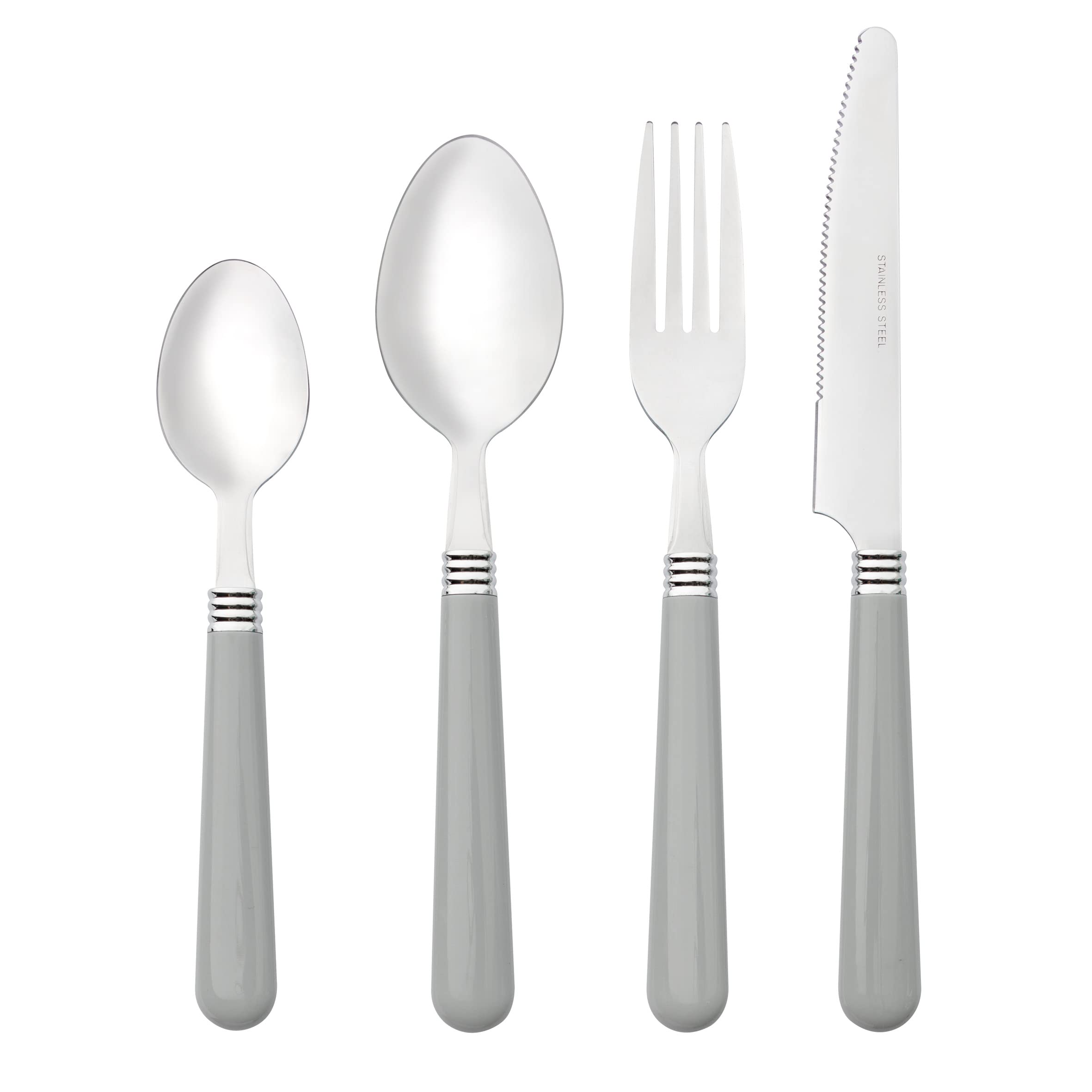 Baroni Home Set Posate 24 Pezzi Grigio Acciaio Inox