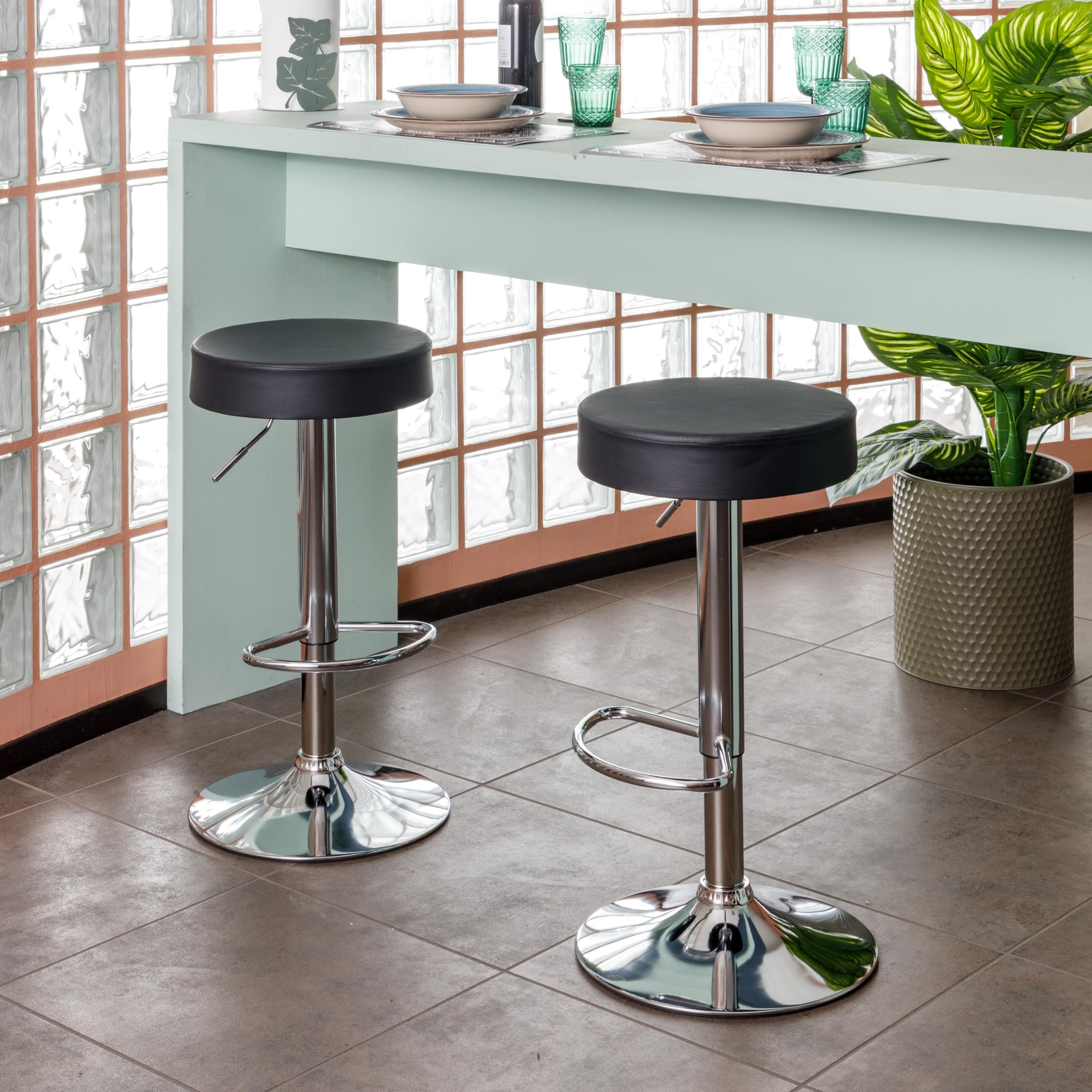 Baroni Home Sgabello Bar Girevole Nero 59-79 cm 1 Pezzo