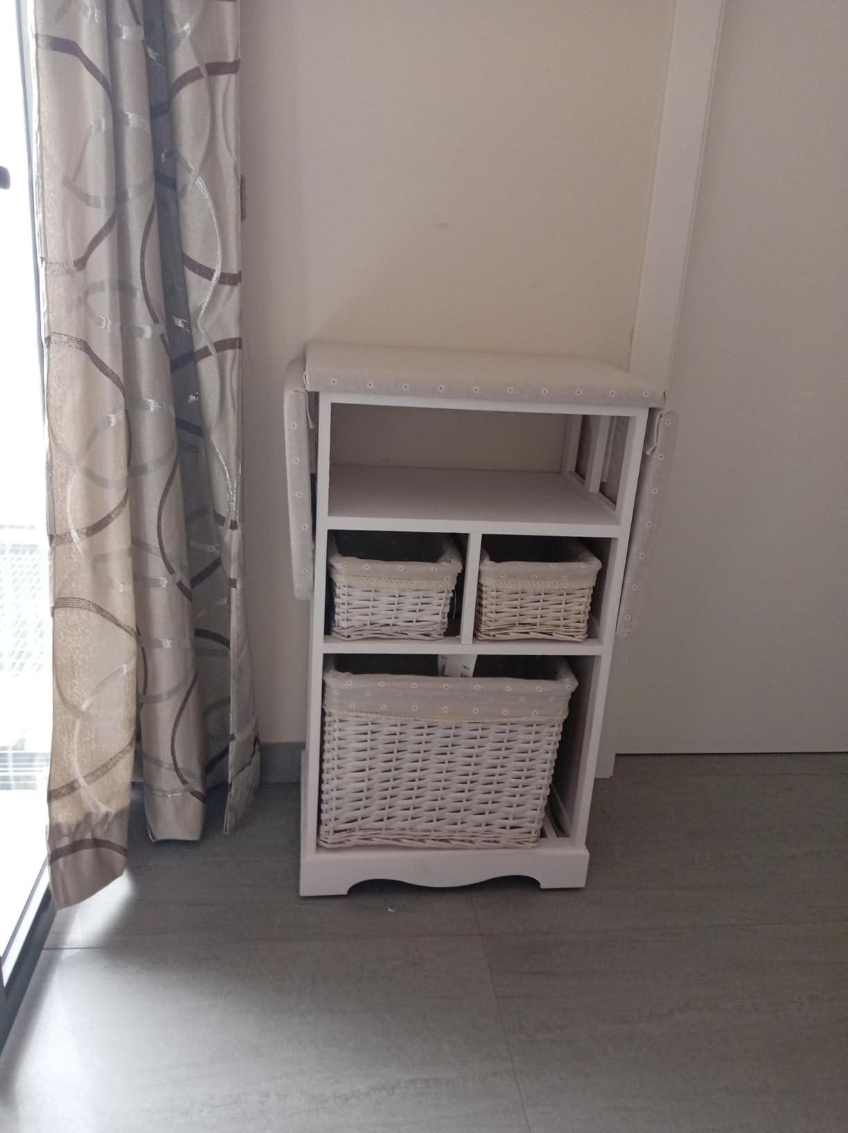 Baroni Home Mobile da Stiro Bianco 3 Cesti 54x36x86 cm