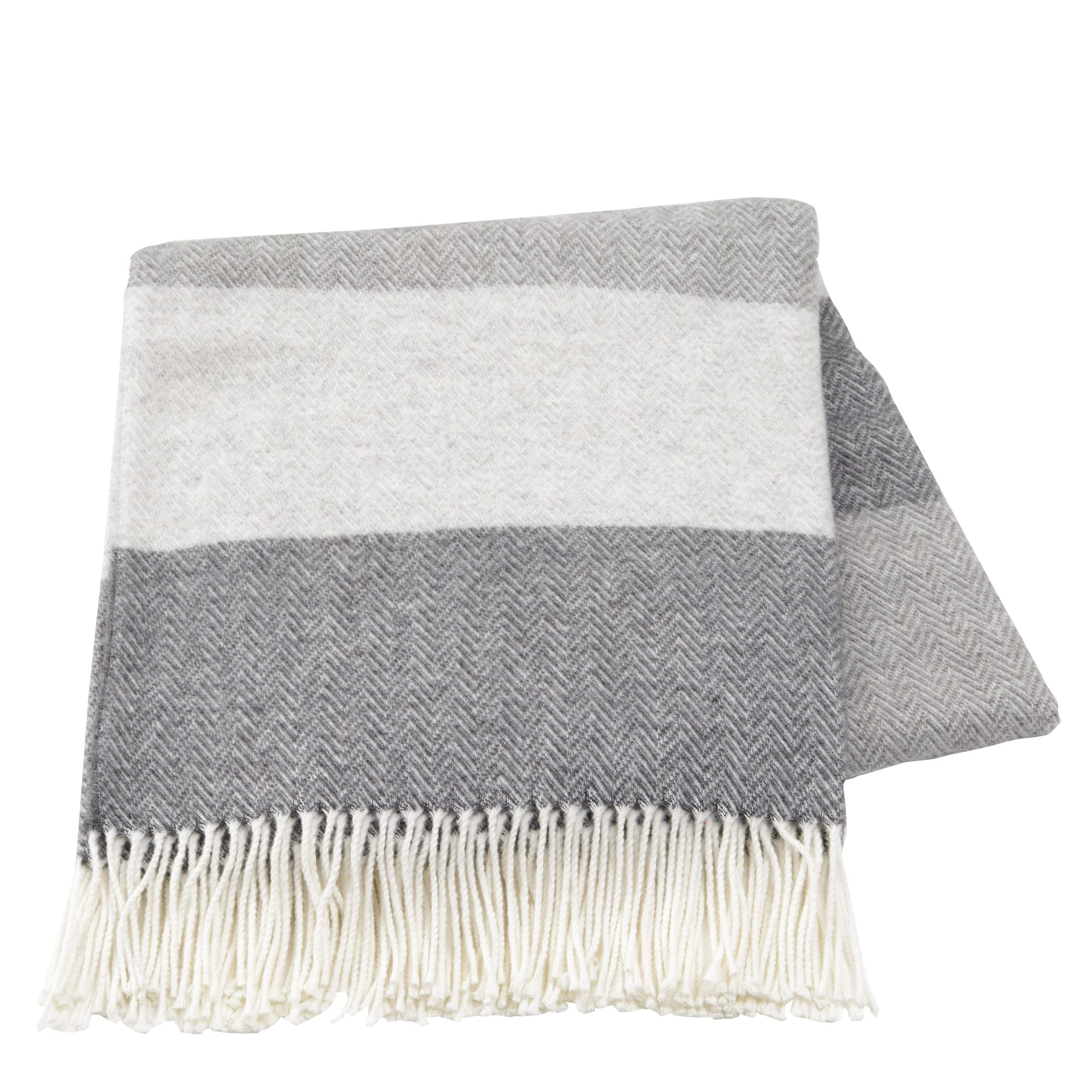 Baroni Home Plaid Misto Lana Grigio a Righe 130x170 cm