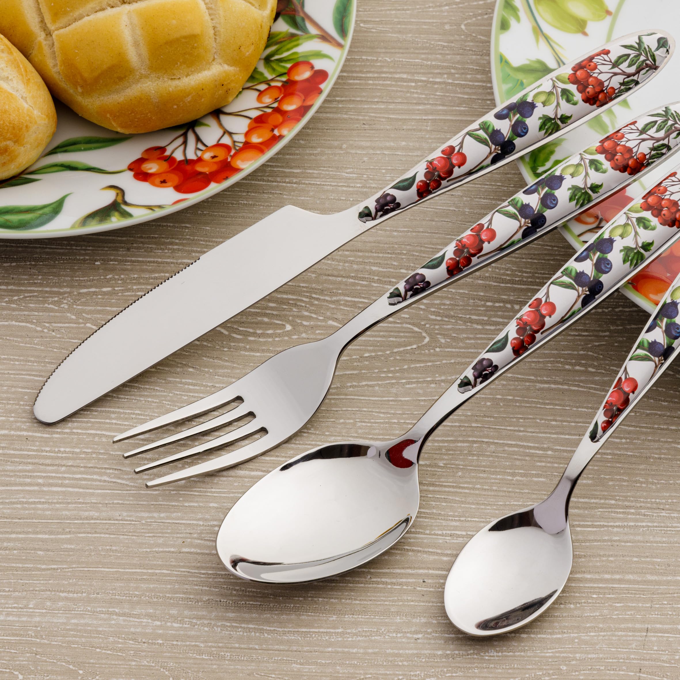 Baroni Home set posate 24 pz acciaio inox bacche 6 persone