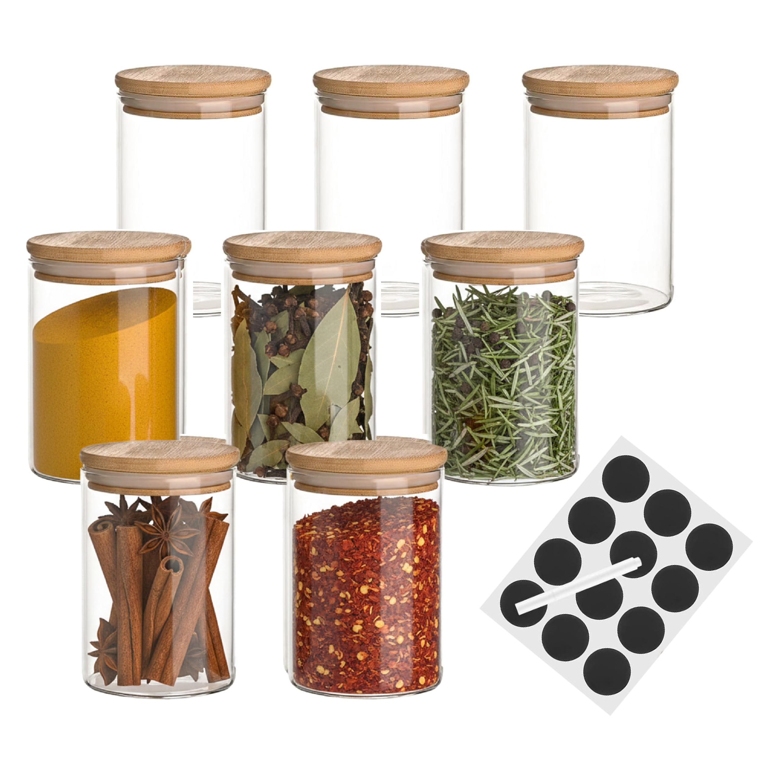 Baroni Home Set 10 Barattoli Vetro 120 ml con Tappo Bamboo