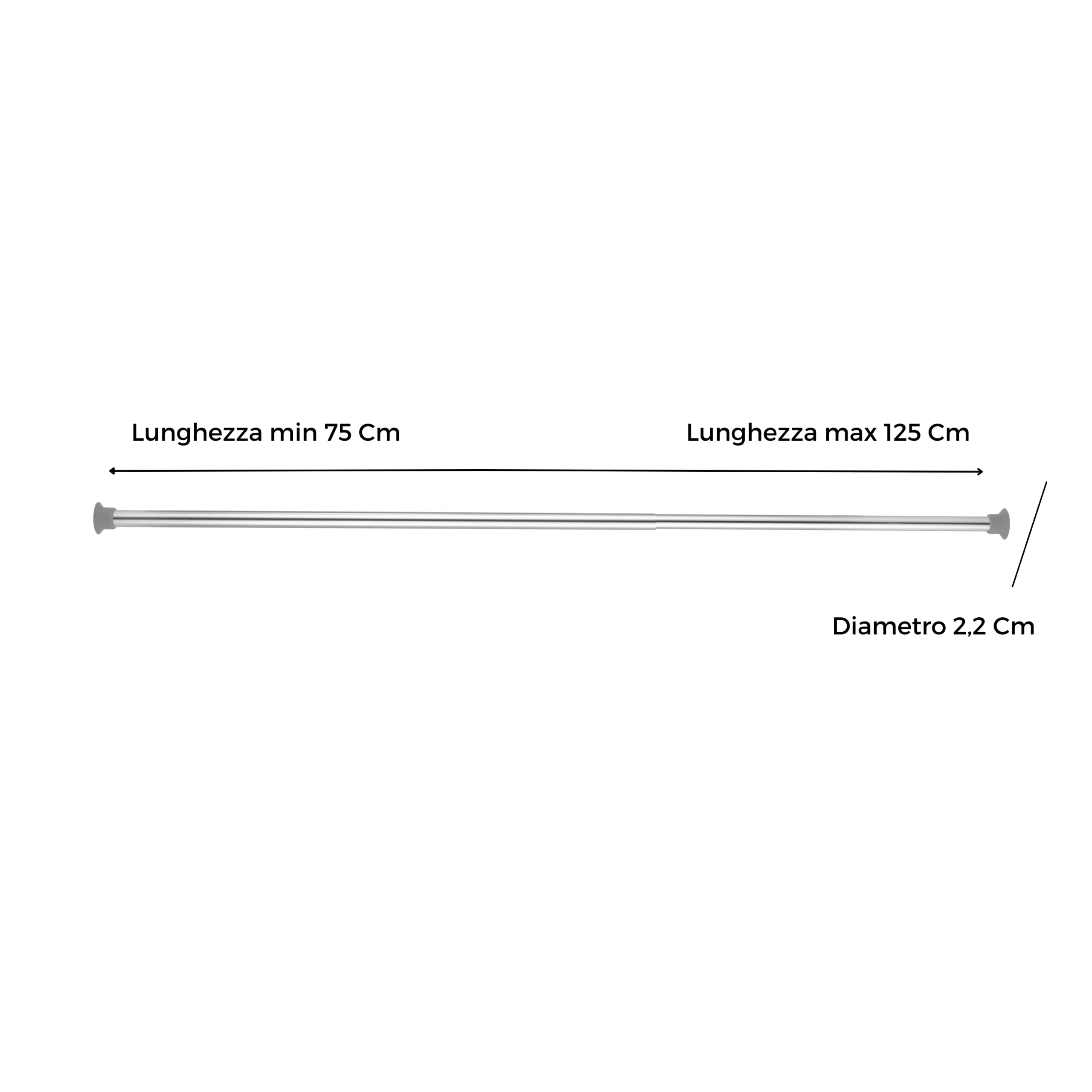 Baroni Home Asta Doccia Telescopica Cromata 75-125 cm Senza Fori