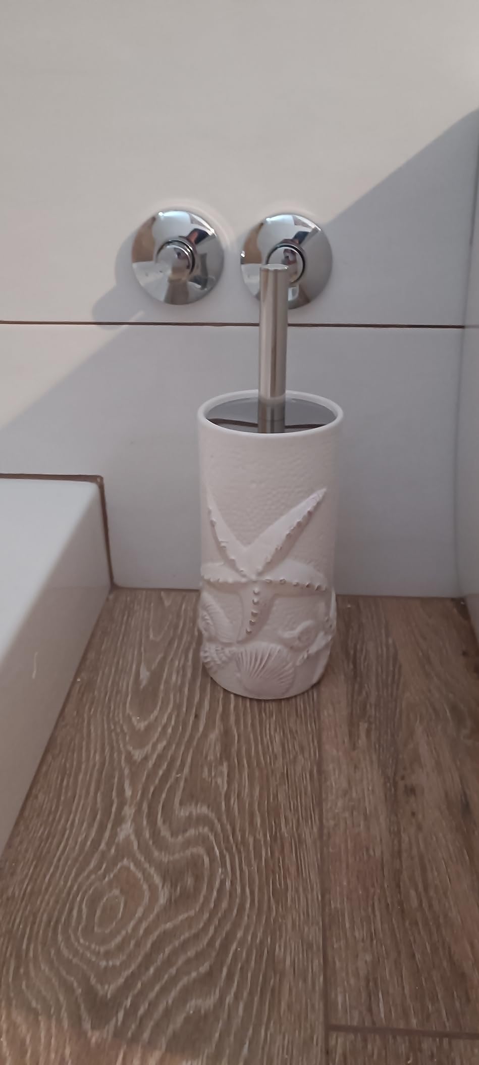 Baroni Home Scopino WC Ceramica 10x10x32 cm Grigio Decoro