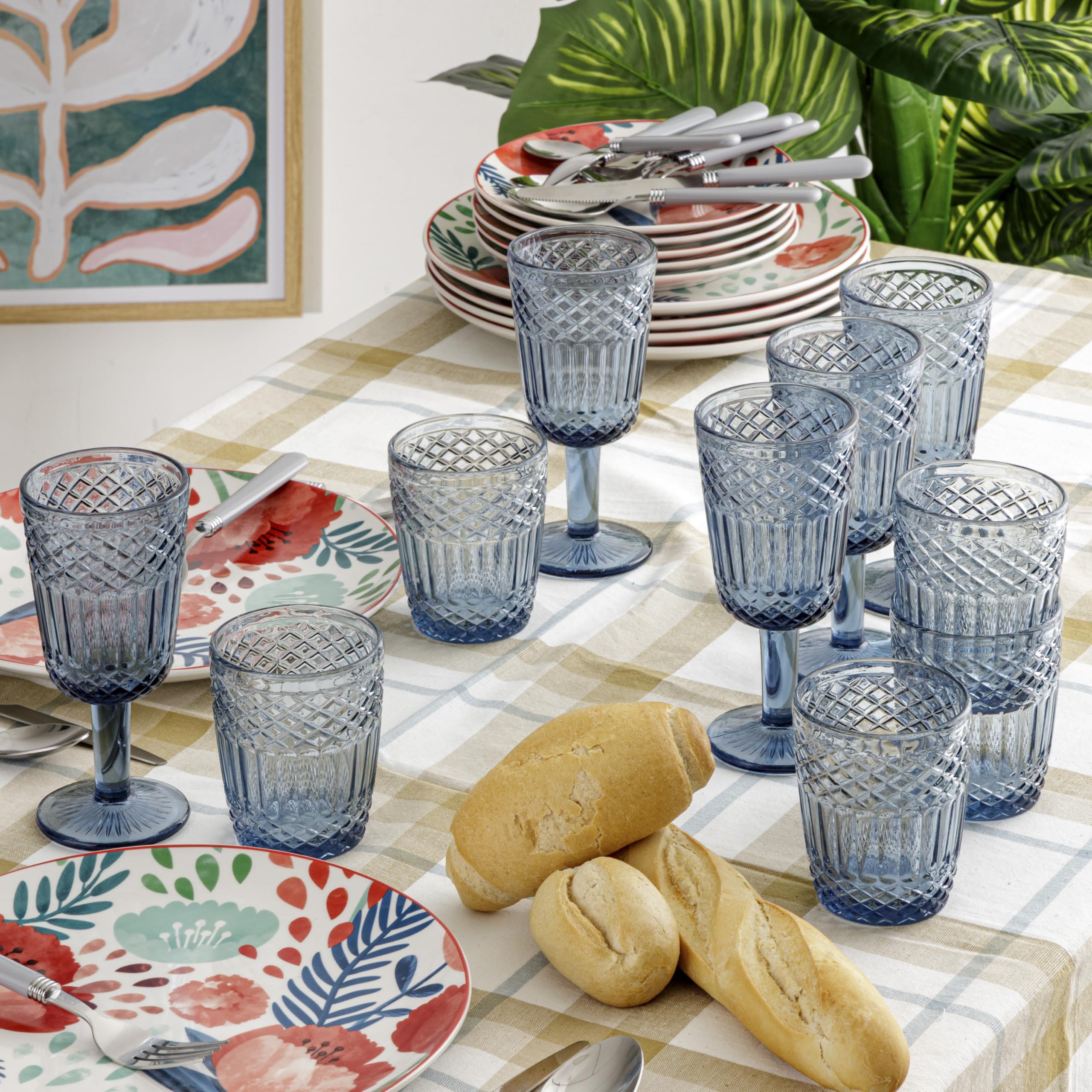 Baroni Home calici vetro blu 6 pezzi 25 cl