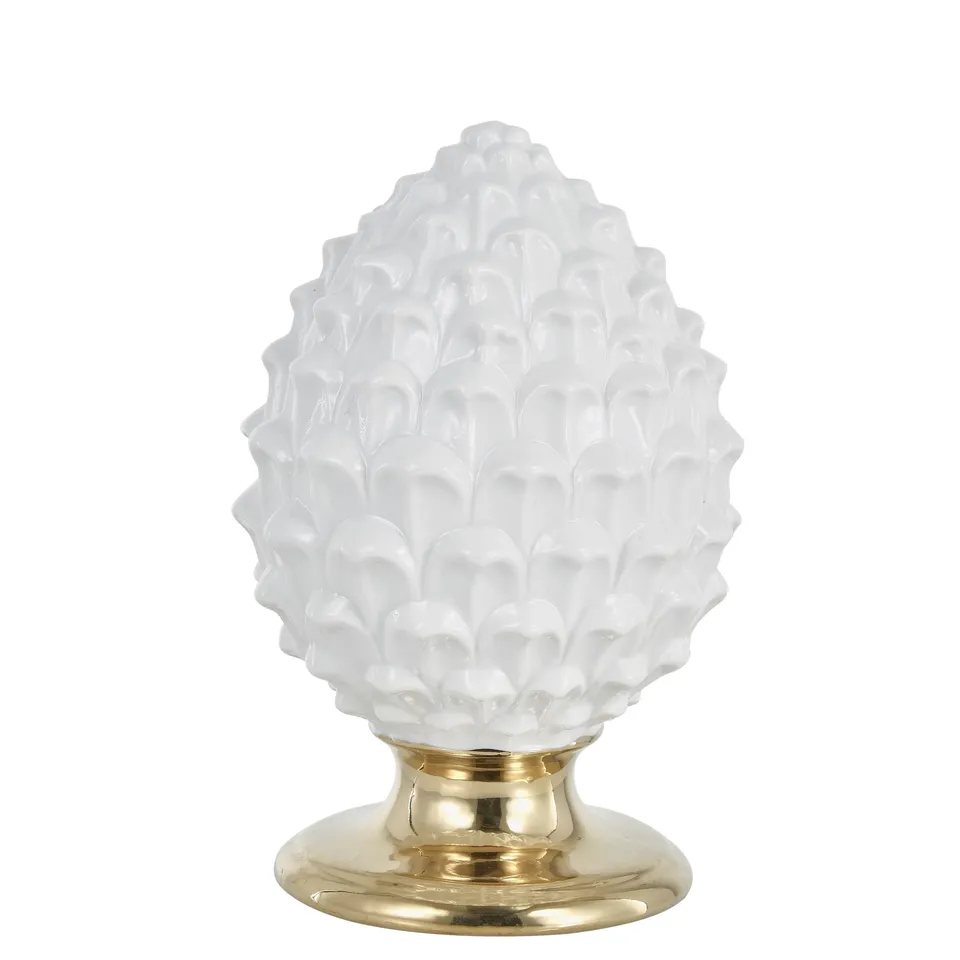 Baroni Home pigna siciliana porcellana bianco oro L 14x14x22 cm