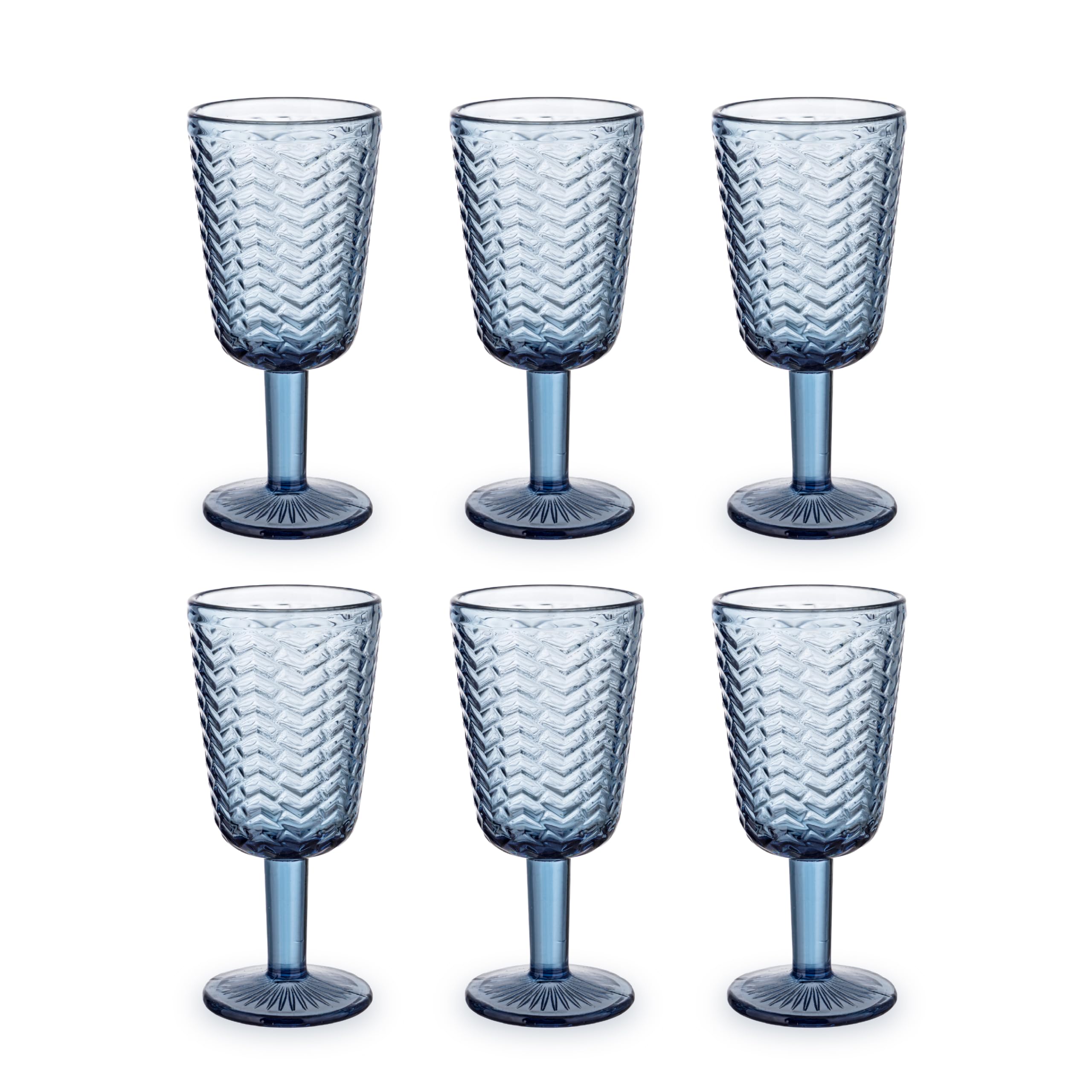 Baroni Home Wave set 6 calici vetro blu 27 cl
