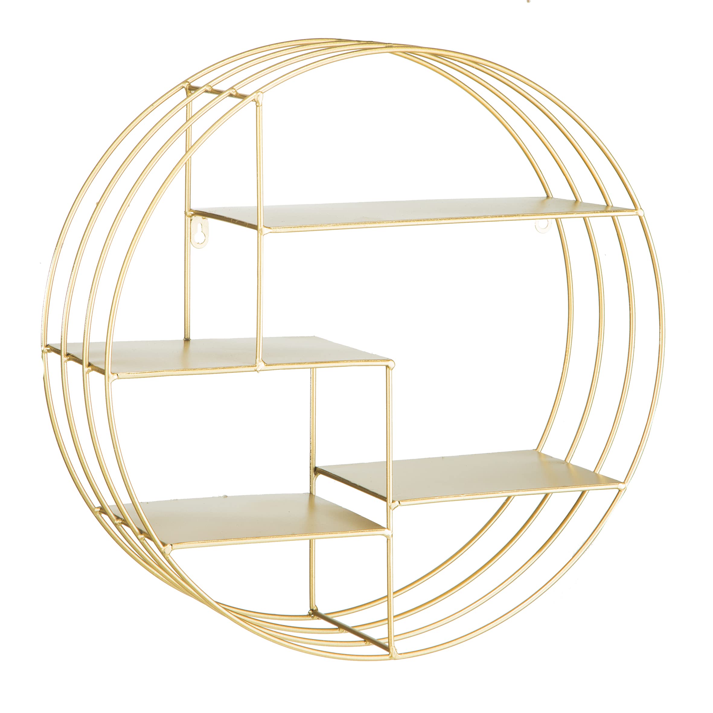 Baroni Home Mensola Muro Rotonda Oro 48x16x48 cm 4 Ripiani