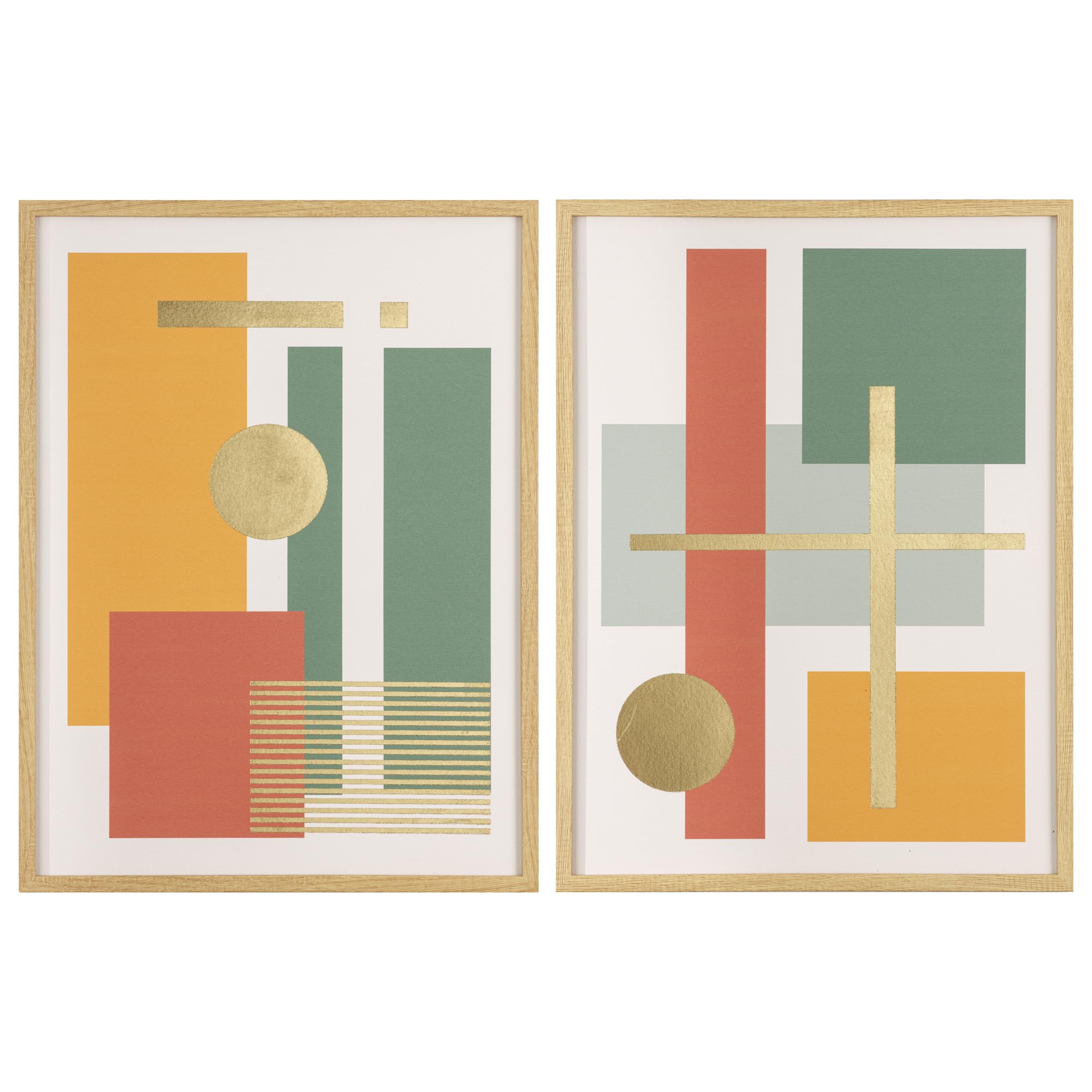 Baroni Home Decorazione Muro Geometrie 2 Pezzi Acciaio Legno