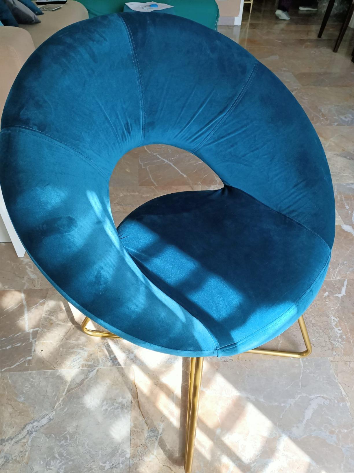 Baroni Home Montemaggi poltrona velluto petrolio gambe oro