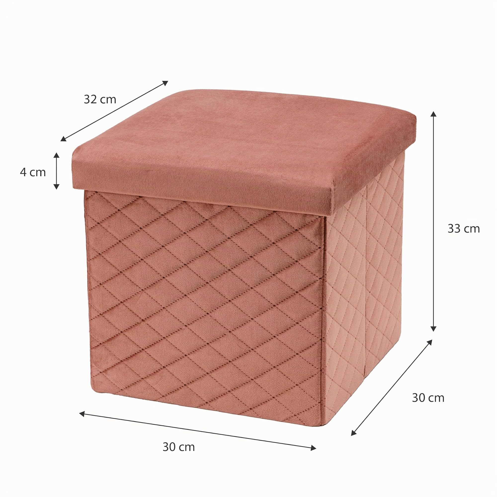 Baroni Home Pouf Contenitore Velluto Rosa Cipria 32x32x33 cm