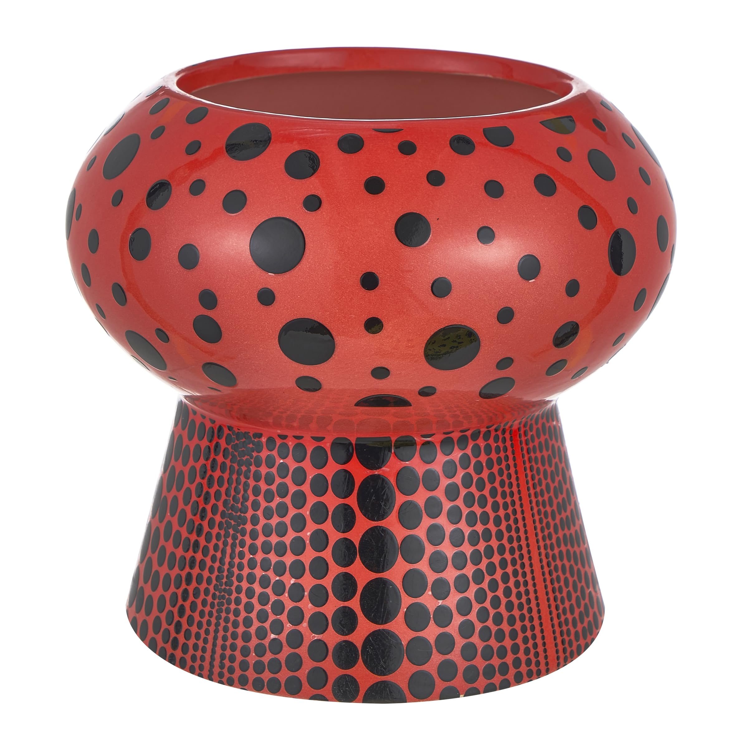 Baroni Home Pois Vaso Ceramica 16x14,8 cm Rosso Dipinto a Mano