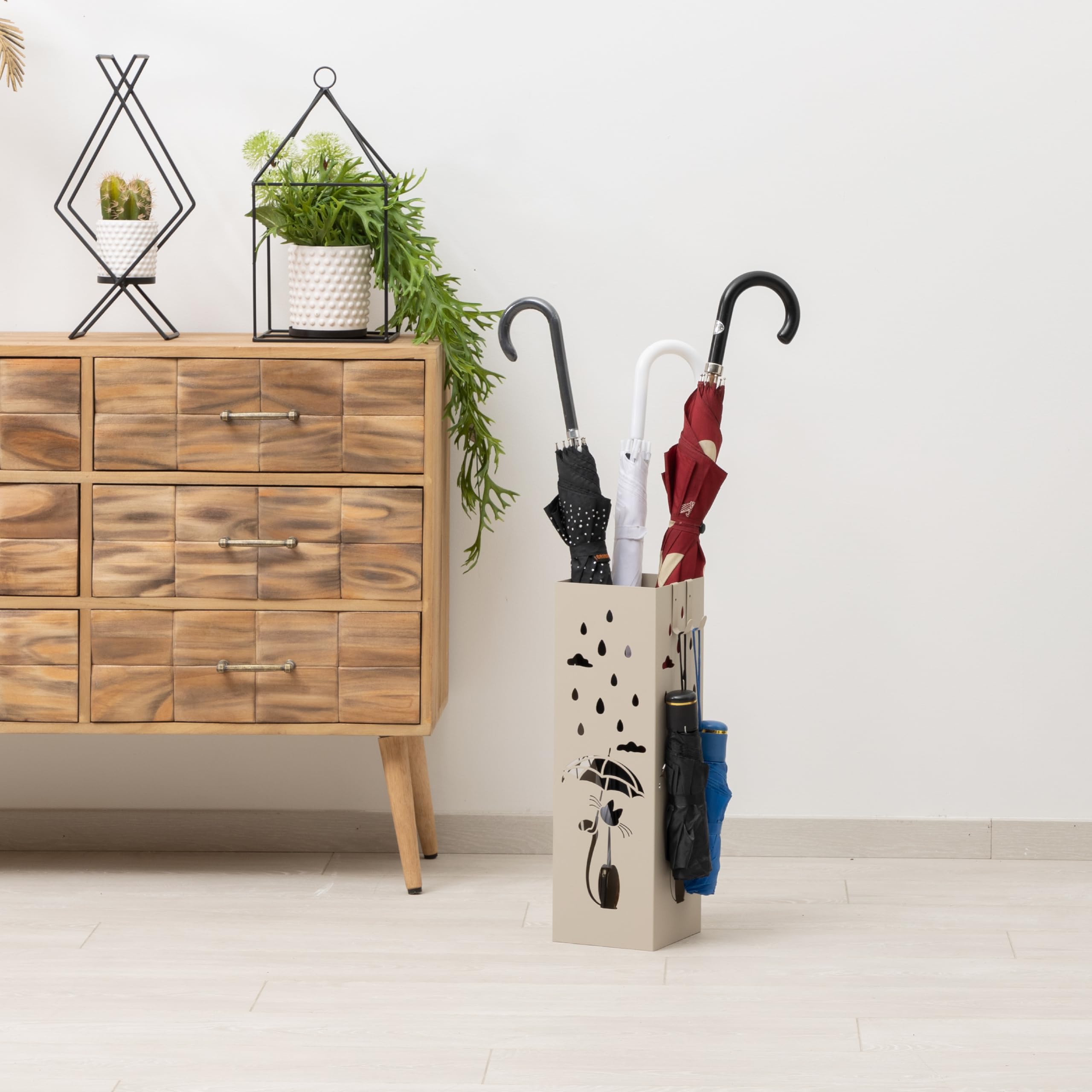 Baroni Home Portaombrelli Gatto Tortora 15,5x15,5x49 cm