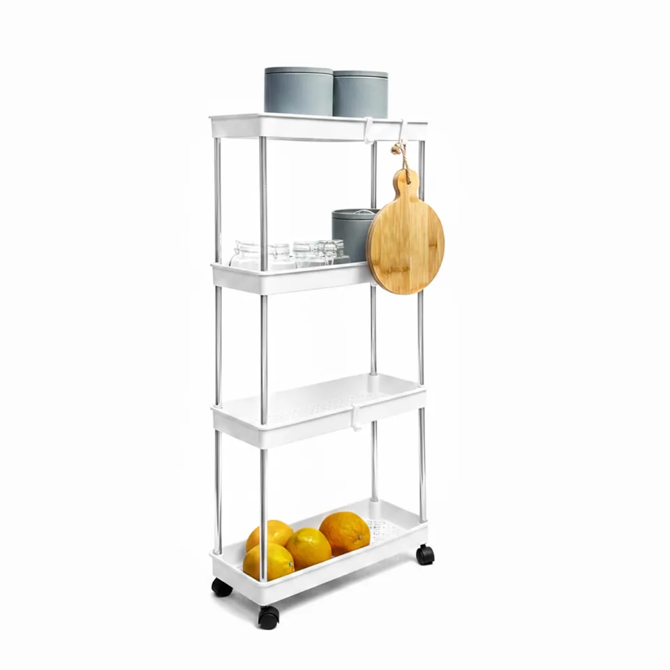 Baroni Home Carrello Portaoggetti 4 Ripiani Bianco 36x15x84 cm