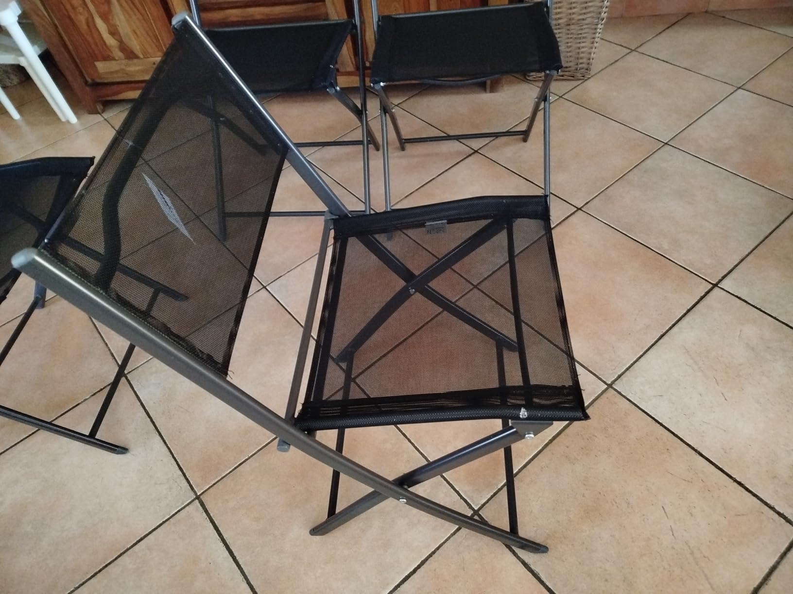Baroni Home Set 4 Sedie Pieghevoli Nere Impermeabili 45x45x80 cm