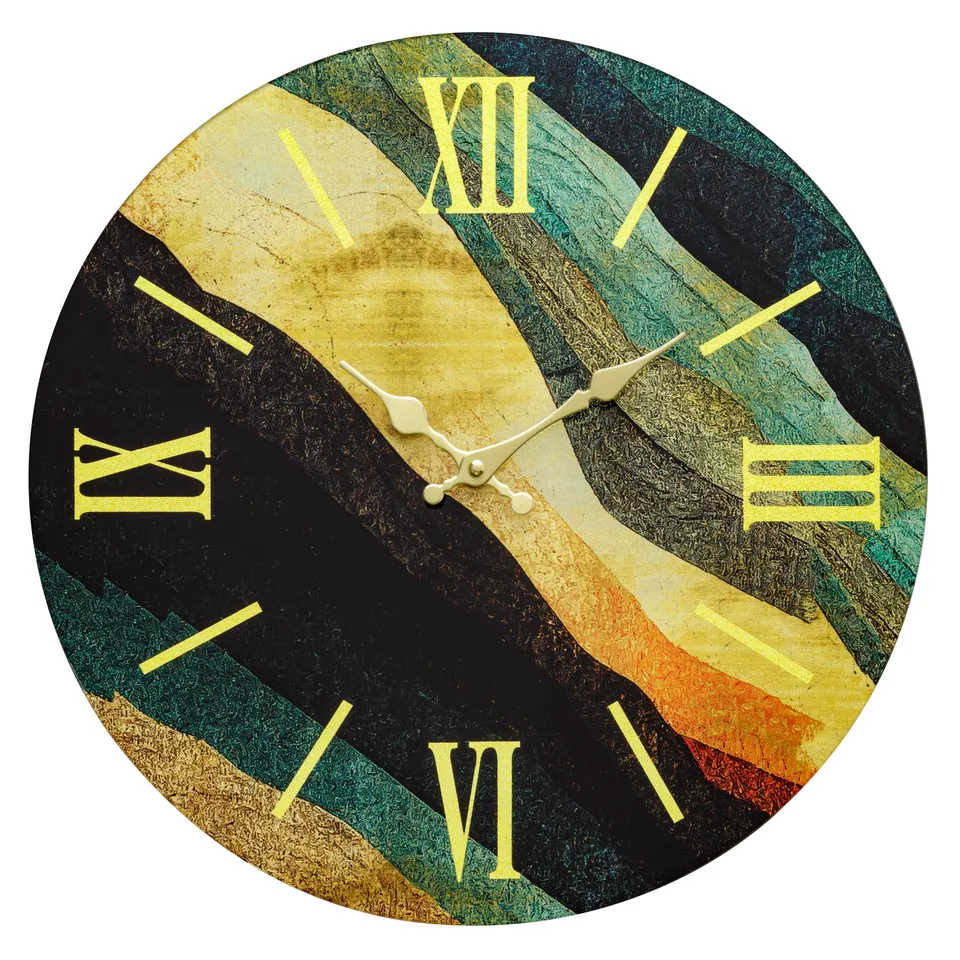 Baroni Home orologio parete vetro onde 43 cm silenzioso