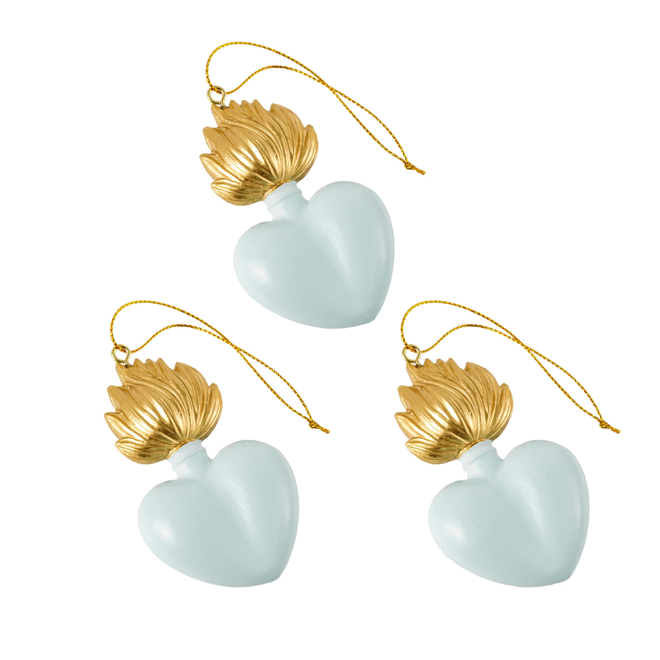 Baroni Home Sacro Cuore set 3 pendenti resina turchese oro
