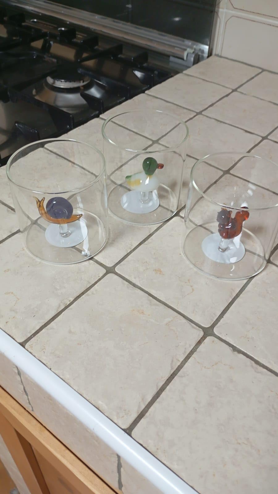 Baroni Home Set 6 Bicchieri Vetro 32 CL Animali Borosilicato