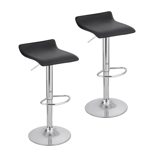 Baroni Home Set 2 Sgabelli Bar Girevoli Neri Altezza Regolabile