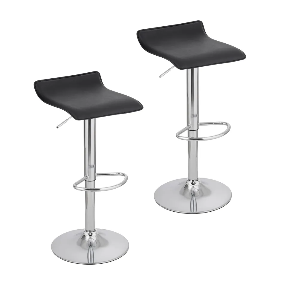 Baroni Home Set 2 Sgabelli Bar Girevoli Neri Altezza Regolabile