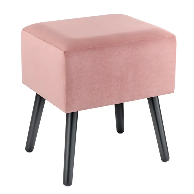 Baroni Home Pouf Velluto Rosa Cipria 40x33x46 cm Imbottito