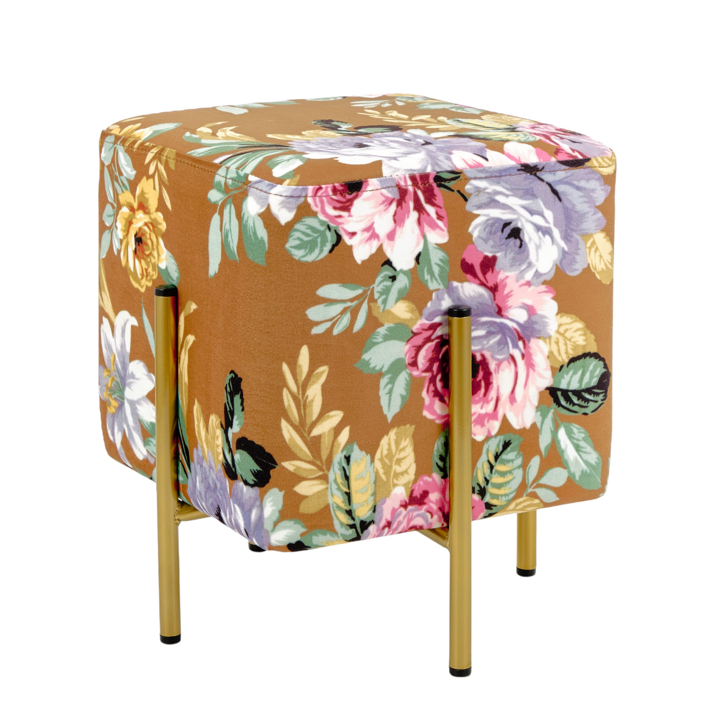 Baroni Home Pouf Velluto Fucsia Bordo Turchese 33x33x38 cm