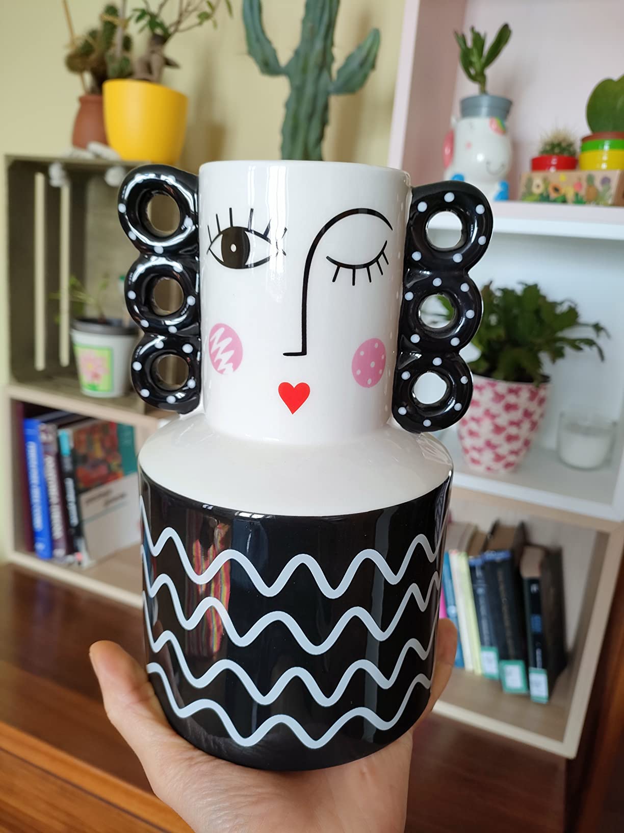 Baroni Home Vaso Pop in Ceramica Sei Manici Dipinto a Mano