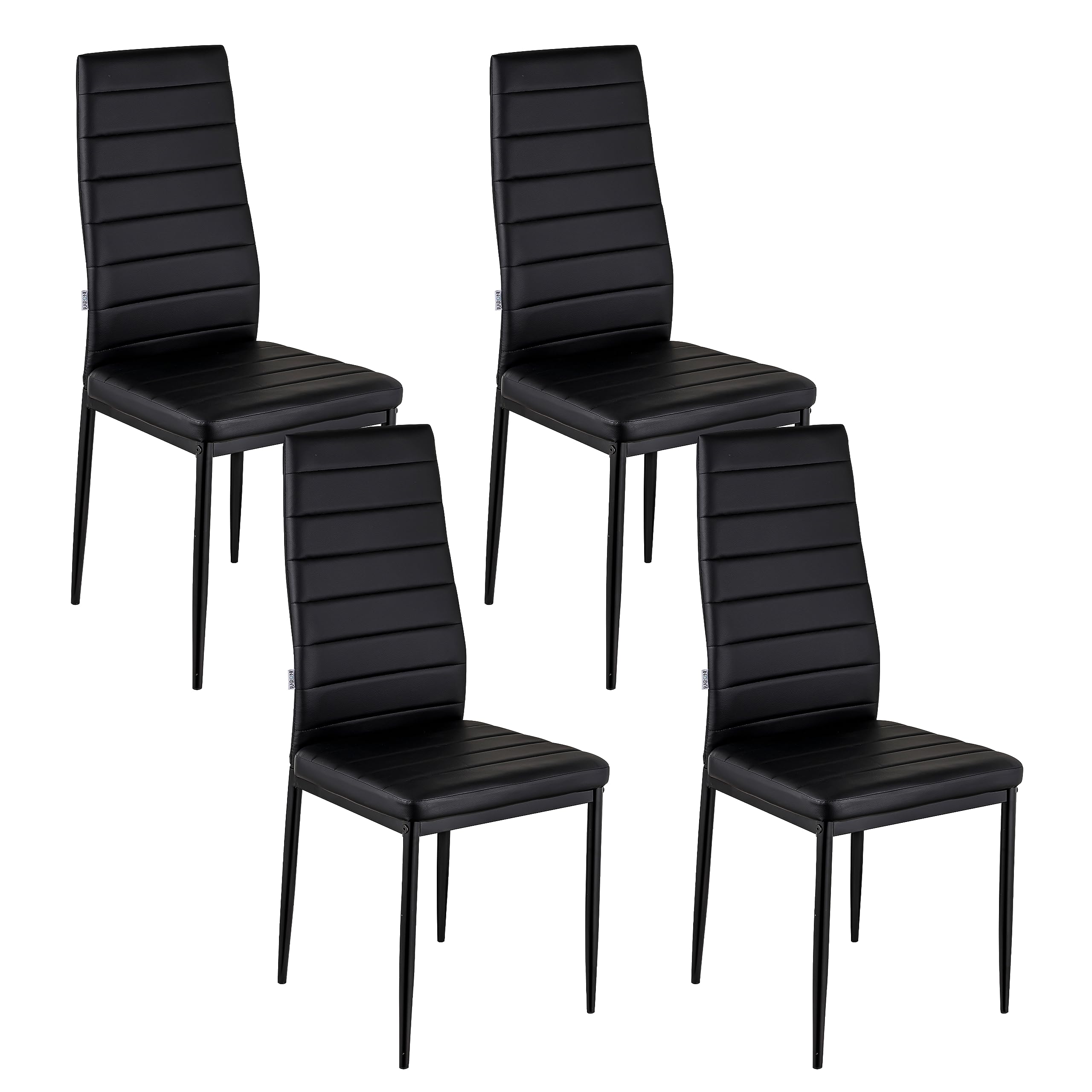 Baroni Home Set 4 Sedie da Pranzo Nero 40x48x96 cm