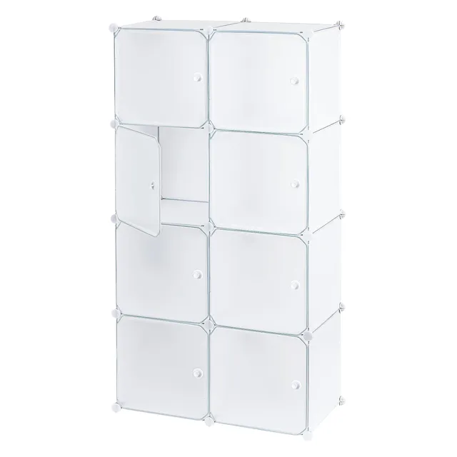 Baroni Home Mobile Componibile Bianco 8 Scomparti 75x37x147 cm
